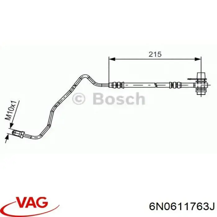Шланг тормозной задний, левый VAG 6N0611763J цена, от 16.53 USD