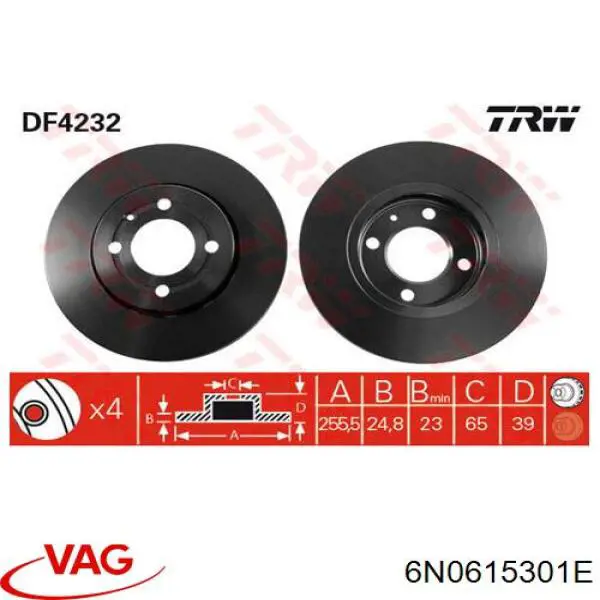 6N0615301E VAG диск тормозной передний