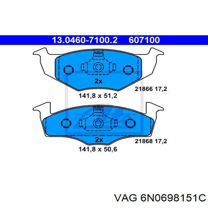 Купить 6N0698151C VAG Колодки тормозные