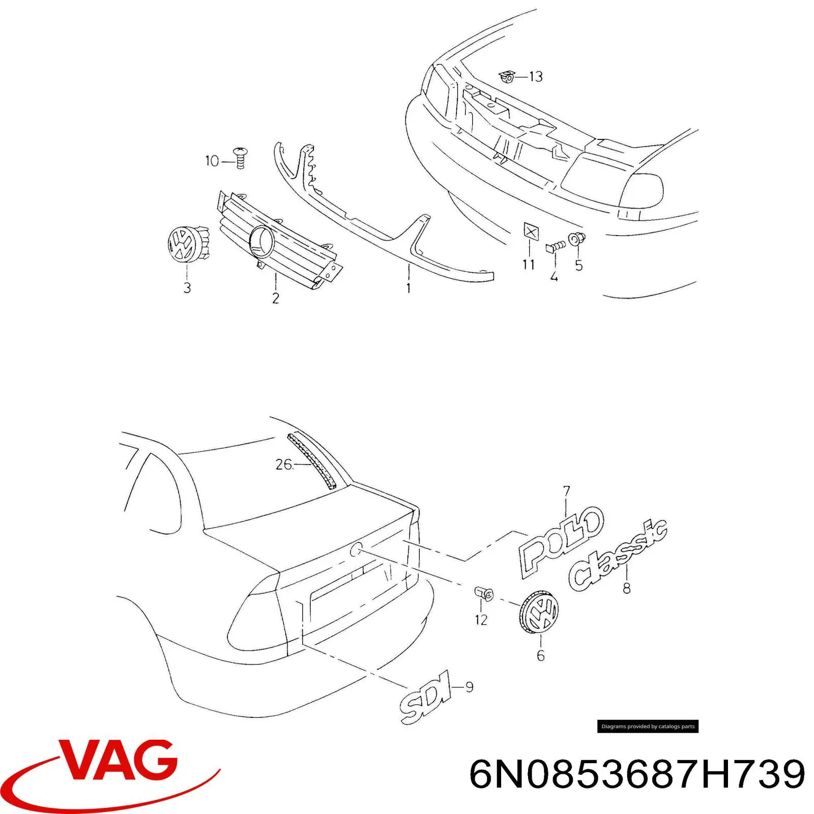 Фирменный значок VAG 6N0853687H739 цена, от 113.95 USD