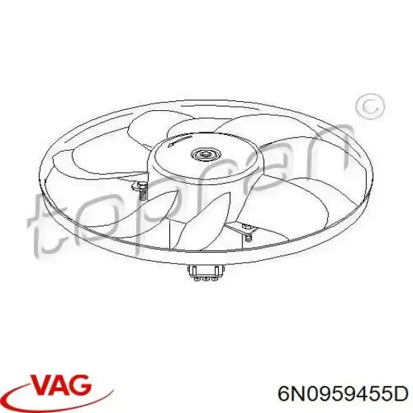 Купить 6N0959455D VAG Электровентилятор охлаждения в сборе (мотор+крыльчатка)