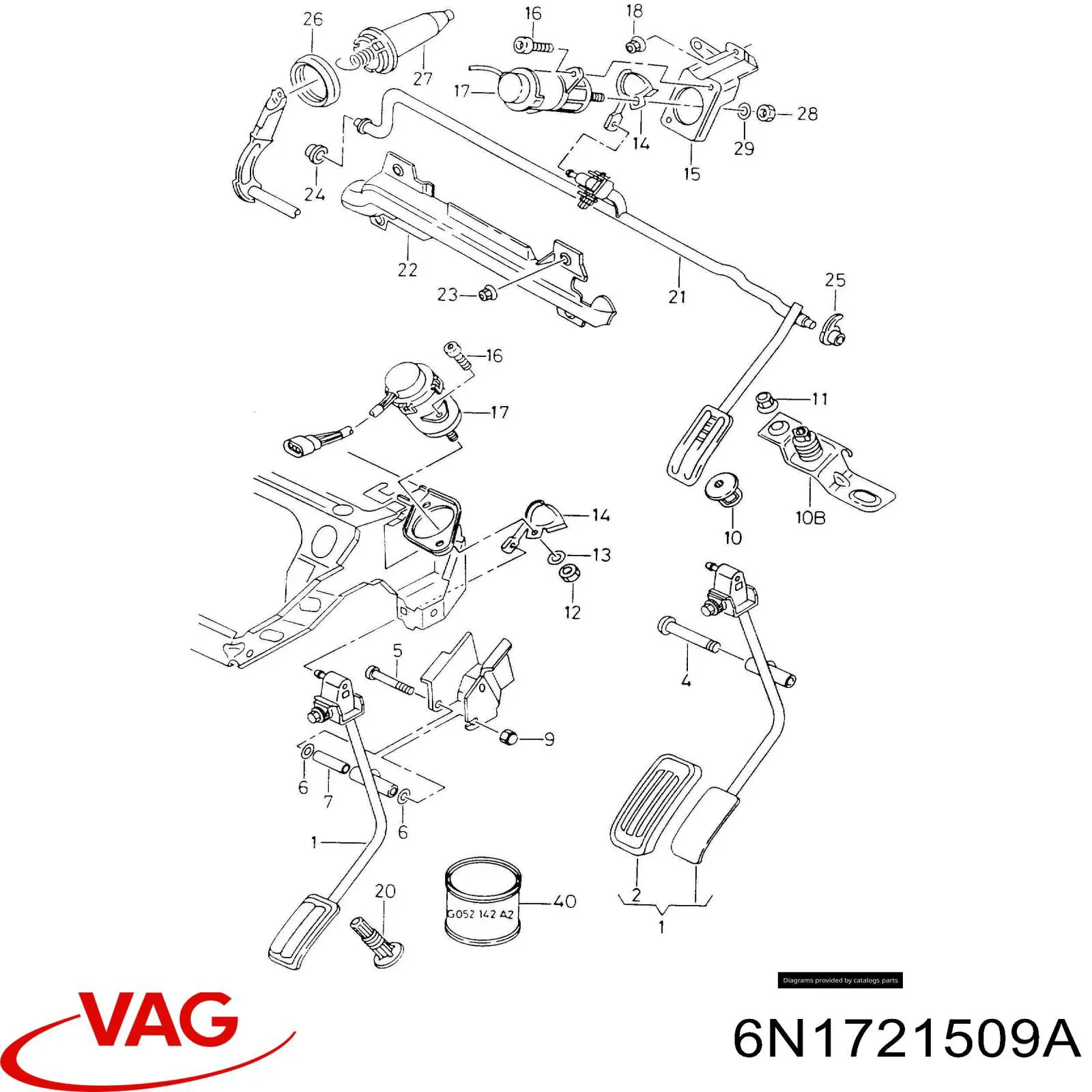 6N1721509A VAG pedal de gás (de acelerador)