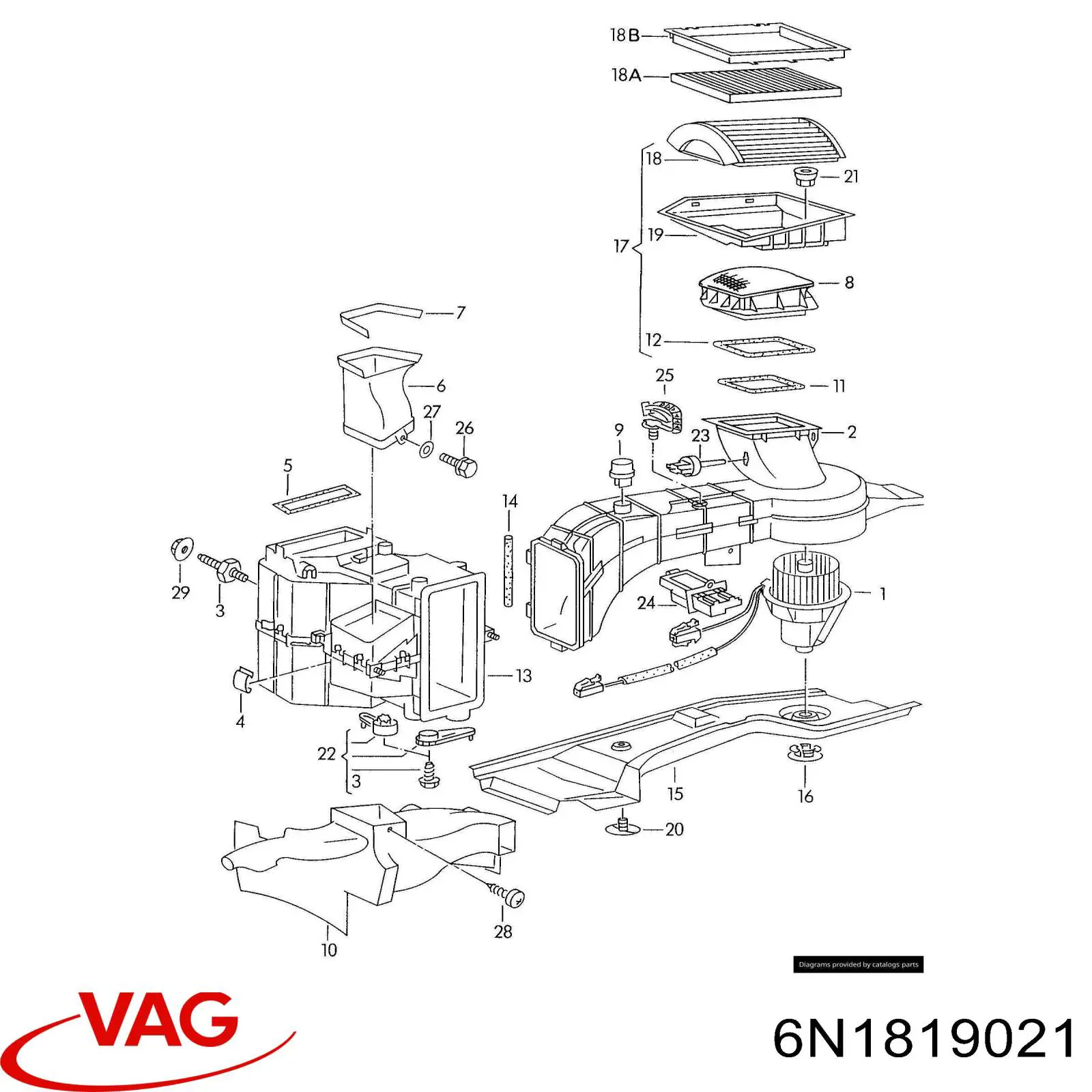 Моторчик печки VAG 6N1819021