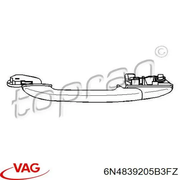 Ручка двери задней наружная 6N4839205B3FZ VAG