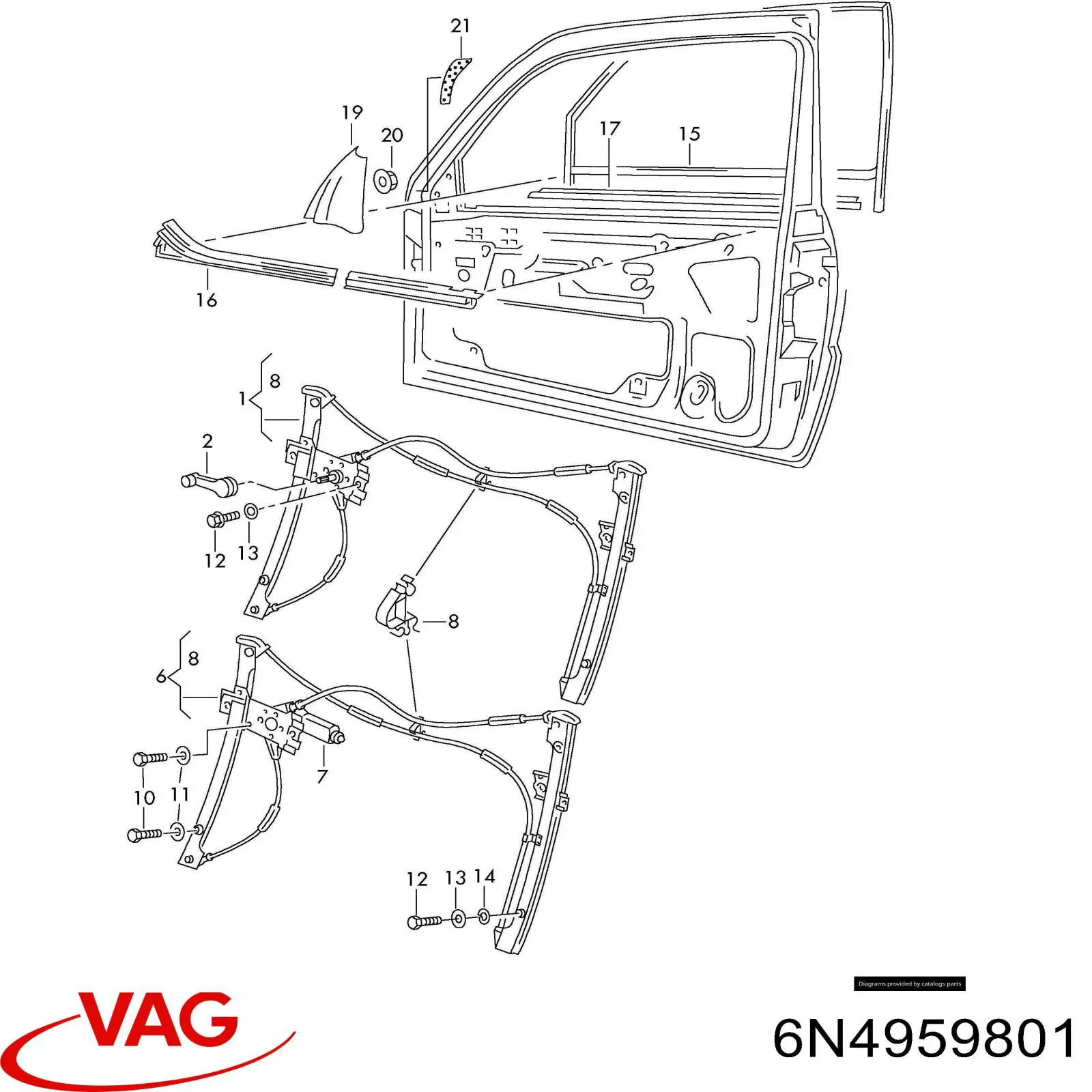 6N4959801 VAG мотор стеклоподъемника двери передней правой