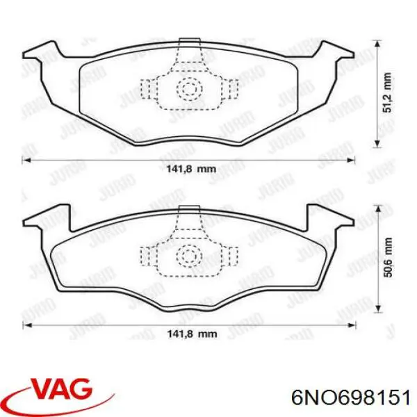 6NO698151 VAG колодки тормозные передние дисковые