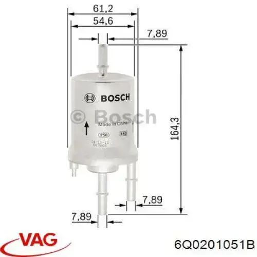 Купить 6Q0201051B VAG Фильтр-отстойник топлива грубой очистки
