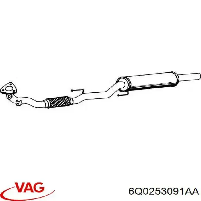 6Q0253091AA VAG tubo de admissão dianteiro (calças do silenciador)