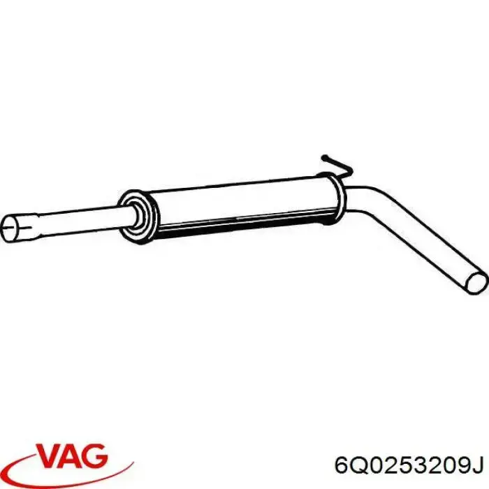 Глушитель, центральная часть 6Q0253209J VAG