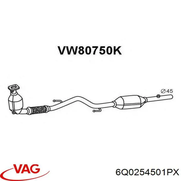 Каталитический нейтрализатор отработавших газов VAG 6Q0254501PX цена, от 207.67 USD