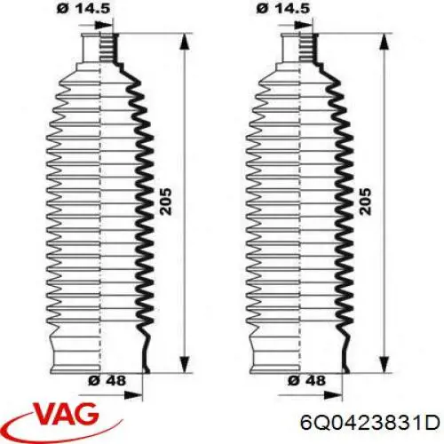 Купить 6Q0423831D VAG Чехол рулевого механизма