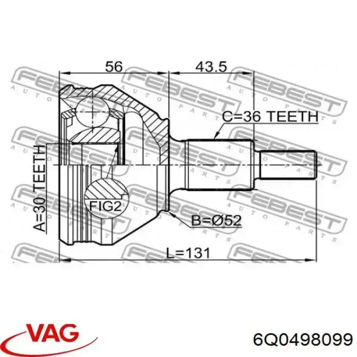 6Q0498099 VAG Наружная граната