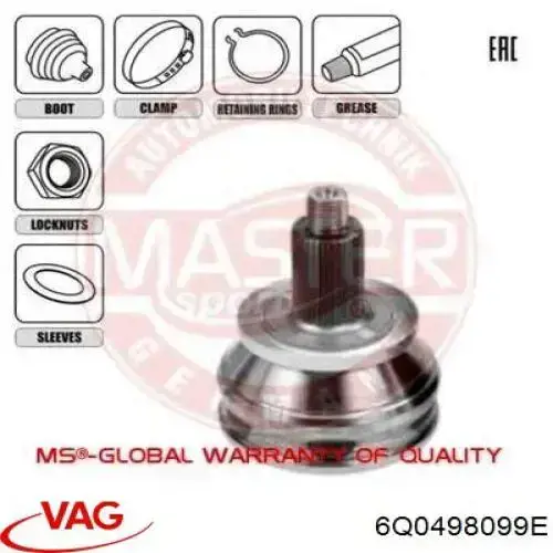 ШРУС наружный передний 6Q0498099E VAG