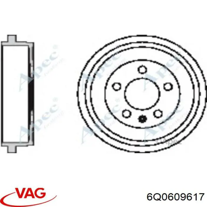 Тормозной барабан 6Q0609617 VAG