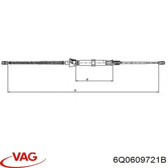 Задний трос ручника 6Q0609721B VAG