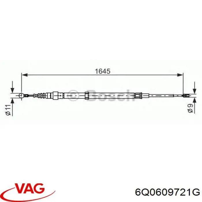 Задний трос ручника VAG 6Q0609721G цена, от 7.91 USD