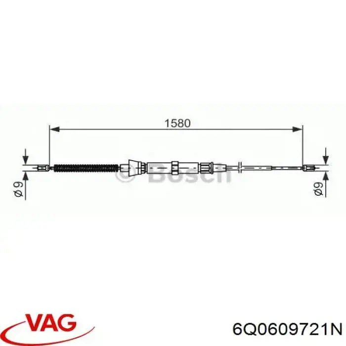 Задний трос ручника VAG 6Q0609721N цена, от 28.65 USD