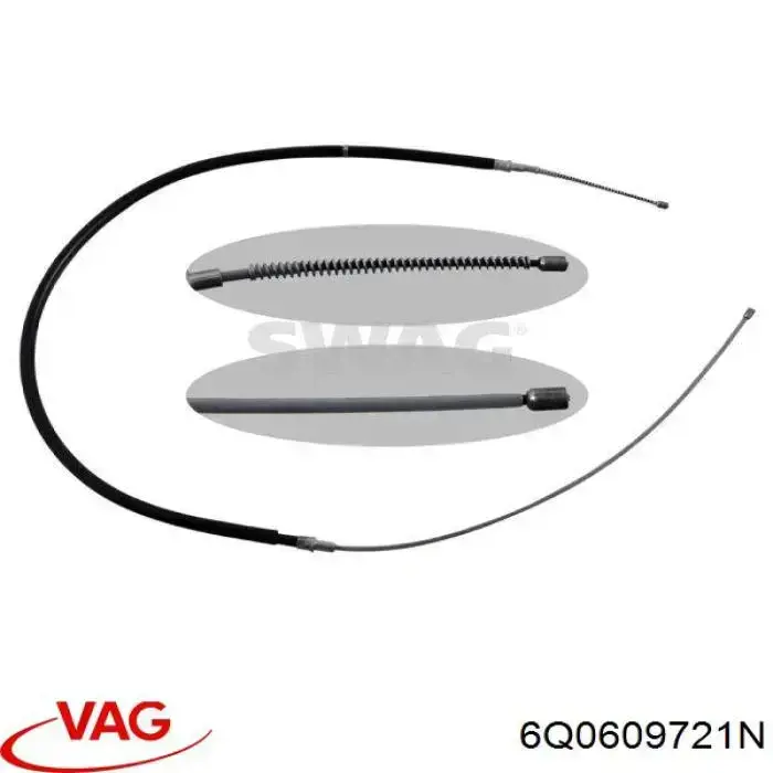 Задний трос ручника 6Q0609721N VAG