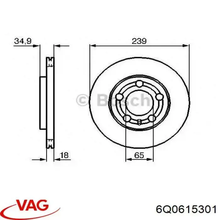 6Q0615301 VAG Диск тормозной передний