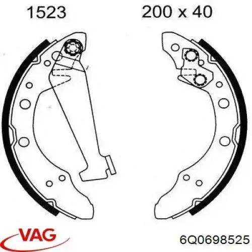 Задние барабанные колодки 6Q0698525 VAG