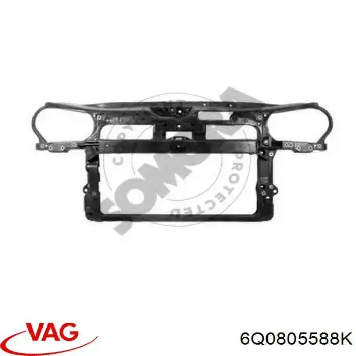 6Q0805588K VAG suporte do radiador montado (painel de montagem de fixação das luzes)