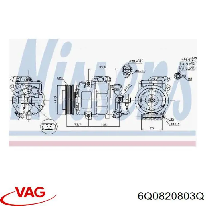 Купить 6Q0820803Q VAG Компрессор климатической установки