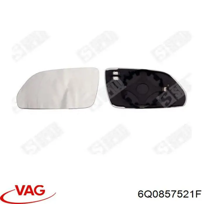 Стекло левого зеркала заднего вида 6Q0857521F VAG