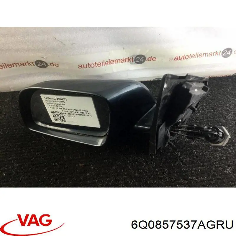 Накладка (крышка) зеркала заднего вида левая 6Q0857537AGRU VAG