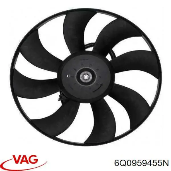 Купить 6Q0959455N VAG Электровентилятор охлаждения в сборе (мотор+крыльчатка)