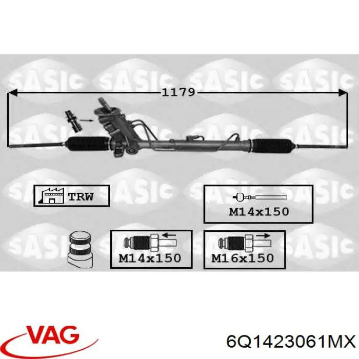 Рулевая рейка 6Q1423061MX VAG