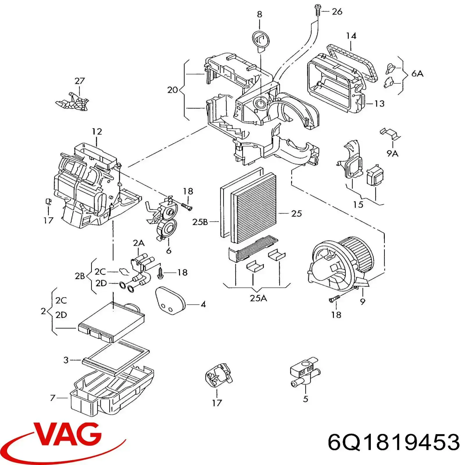 Купить 6Q1819453 VAG Моторчик заслонки печки