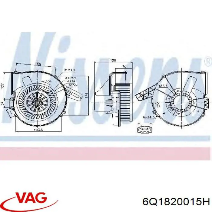Вентилятор печки 6Q1820015H VAG