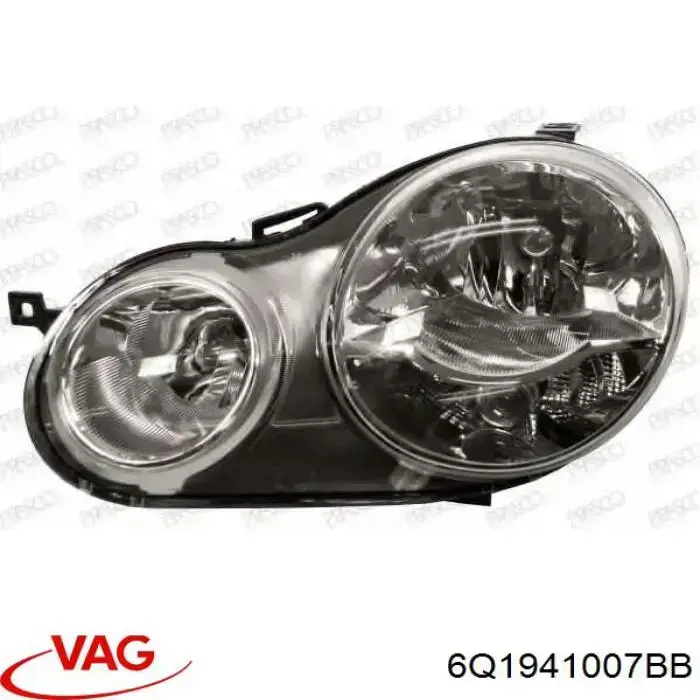 Левая фара 6Q1941007BB VAG