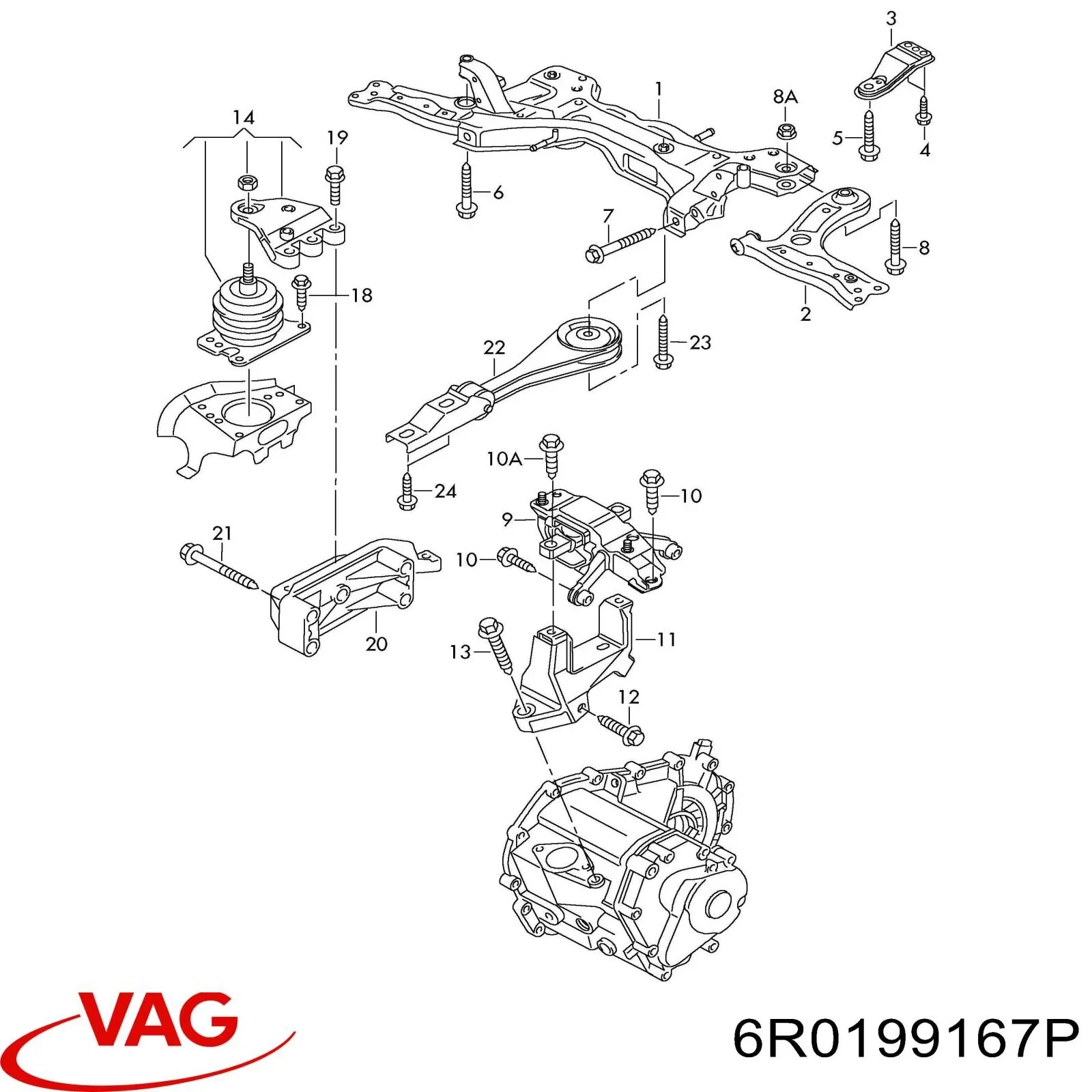 Купить 6R0199167P VAG Правая опора двигателя