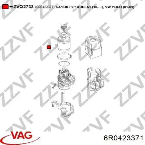 Depósito de bomba de dirección hidráulica 6R0423371 VAG