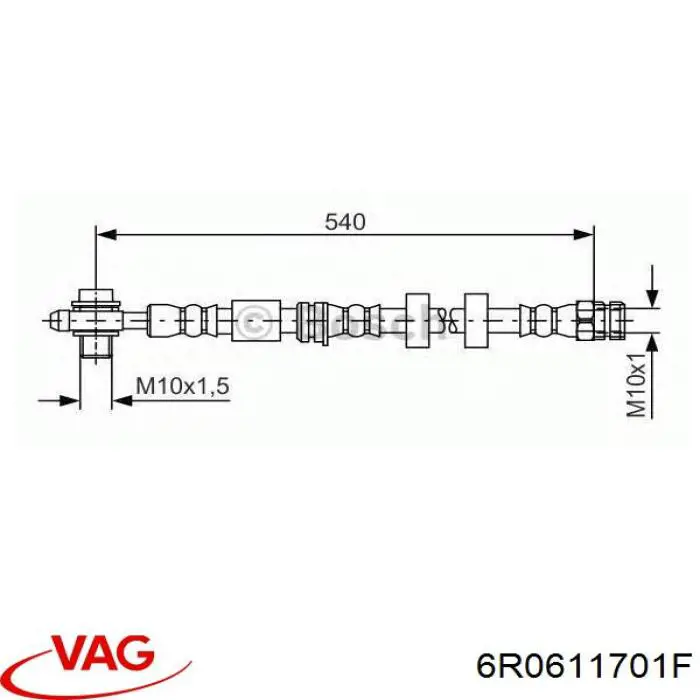 Шланг тормозной передний 6R0611701F VAG