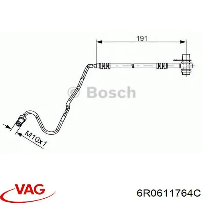 Шланг тормозной задний правый 6R0611764C VAG