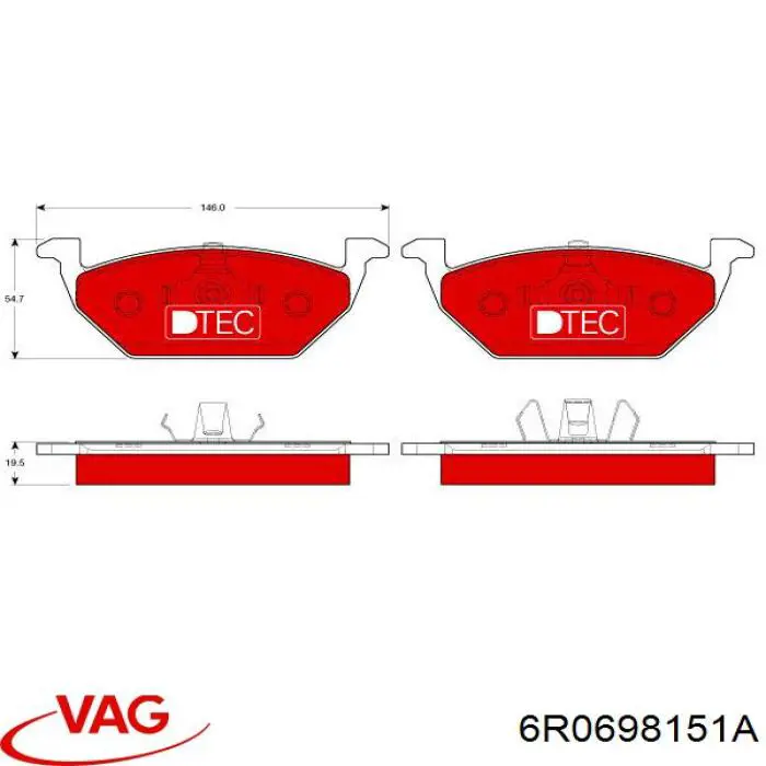 Колодки VAG 6R0698151A цена, от 30.98 USD