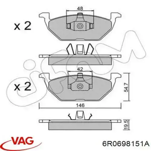 Тормозные колодки VAG 6R0698151A