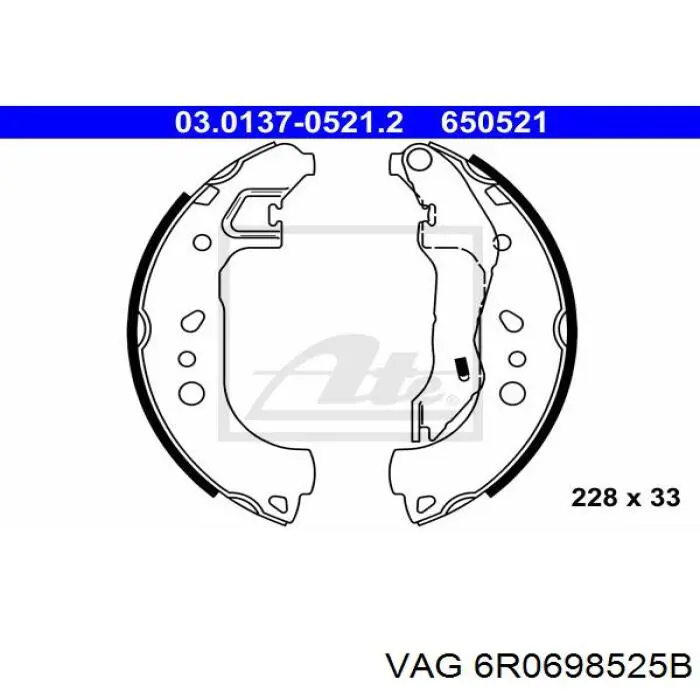 6R0698525B VAG Барабанные тормозные колодки