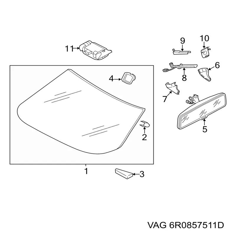Купить 6R0857511D VAG Зеркало салона авто