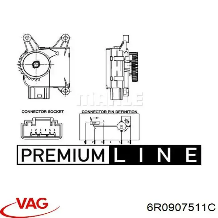 Acionamento de comporta de forno 6R0907511C VAG
