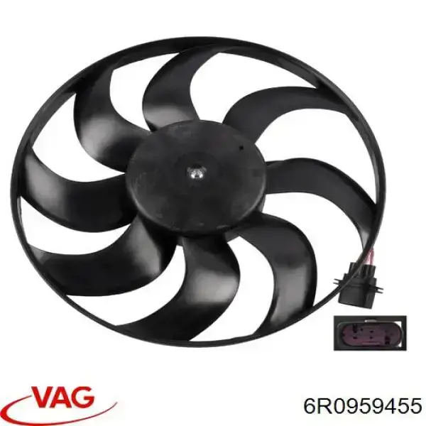 6R0959455 VAG ventilador elétrico de esfriamento montado (motor + roda de aletas)