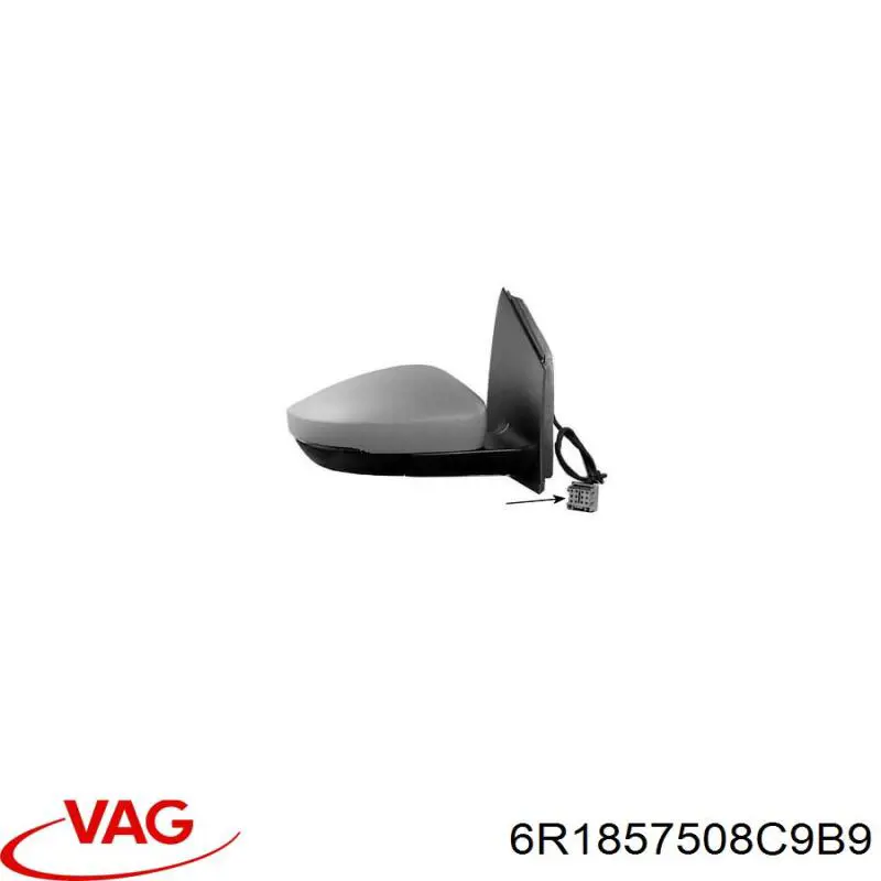 Купить 6R1857508C9B9 VAG Корпус зеркала заднего вида правого (внутрення часть)