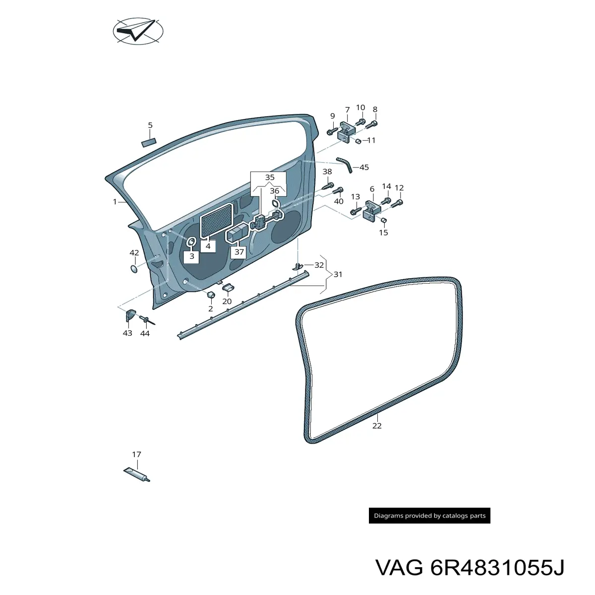 Porta dianteira esquerda VAG 6R4831055J preço, a partir de 695,71 USD