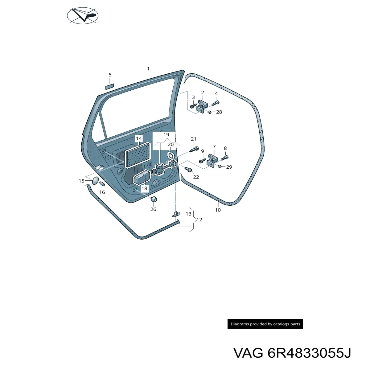 Porta traseira esquerda para Volkswagen Polo (6R)