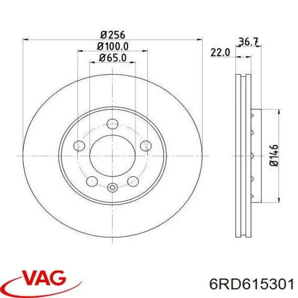 Купить 6RD615301 VAG Ротор тормозной