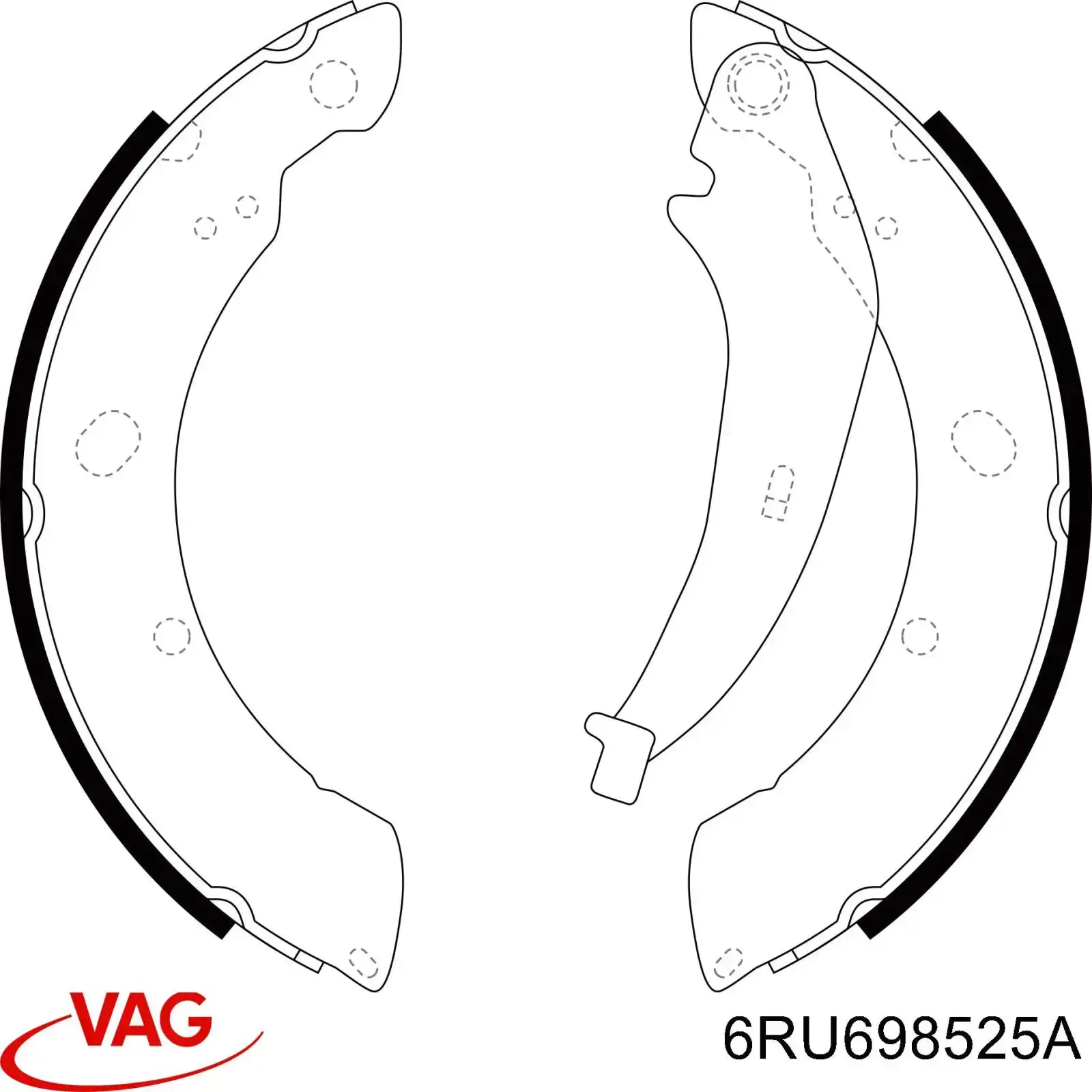 Купить 6RU698525A VAG Задние барабанные тормозные колодки