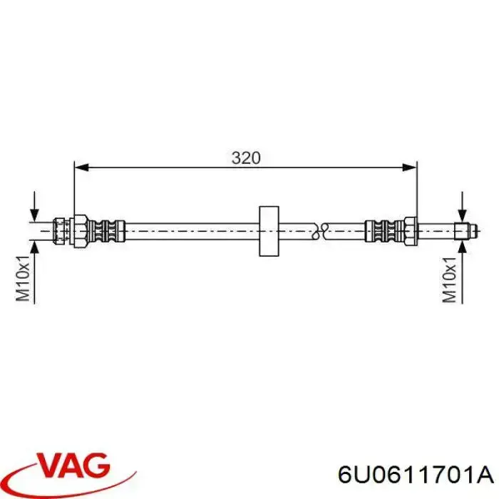 Купить 6U0611701A VAG Шланг тормозной передний