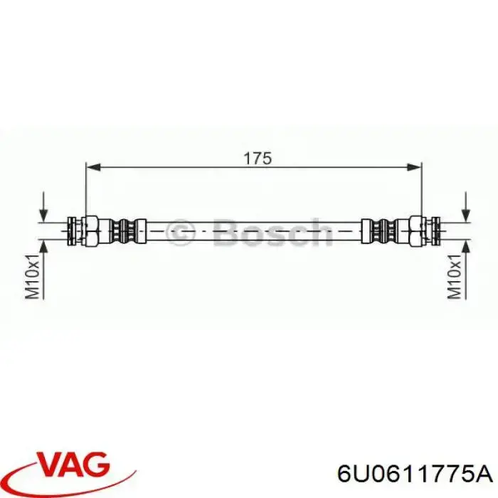 Купить 6U0611775A VAG Задний тормозной шланг
